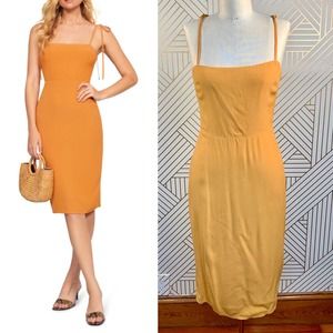 Reformation Jasper Tie Strap Crepe Dress Sunflower